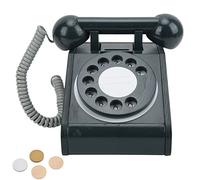 RASTKY Wooden Simulation Retro Dial Phone Playful and Safe for Kids, Educational Toy for Children, Pink Old Fashioned Rotatable Telephone for Birthday Gifts, 6.8" X 5.4" X 5.9" (Black)