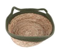 RASTKY Woven Cat Comfortable Design Breathable Bed for All Seasons, Hand Woven Straw Cat Bed for Cats or Dogs, Green Medium Size 15.7in X 5.5in (M)