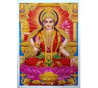 Rastogi Handicraft India Best Of Reprint Hindu God Poster/Picture With Unframed (White Paper, Laxmi-Ji-Red-Blessing-7"X5")