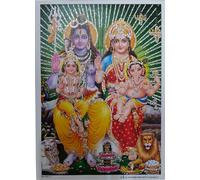 Rastogi Handicraft India Best Of Reprint Hindu God Poster/Picture With Unframed (White Paper, Shiv-Parivar-Ji-7"X5")