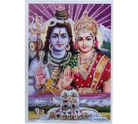 Rastogi Handicraft India Best Of Reprint Hindu God Poster/Picture With Unframed (White Paper, Shiva-Parvati-Ji-7"X5")