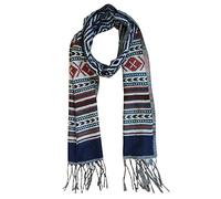 Rastogi Handicraft Wool Scarves Long Shawl Winter Thick Warm Knit Large Muffler, Scarf For Man Women And Girls 71" x 13" (Blue-Red & White)