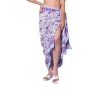 Rastogi Handicrafts 100% Cotton Hand Block Print Sarong Womens Swimsuit Wrap Cover Up Long (73" x 44") (Blue 10)