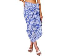 Rastogi Handicrafts 100% Cotton Hand Block Print Sarong Womens Swimsuit Wrap Cover Up Long (73" x 44") (Blue 1)