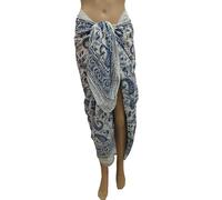 Rastogi Handicrafts 100% Cotton Hand Block Print Sarong Womens Swimsuit Wrap Cover Up Long (73" x 44") (BLUE 3)