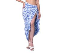 Rastogi Handicrafts 100% Cotton Hand Block Print Sarong Womens Swimsuit Wrap Cover Up Long (73" x 44") (Blue 9)