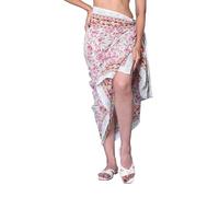 Rastogi Handicrafts 100% Cotton Hand Block Print Sarong Womens Swimsuit Wrap Cover Up Long (73" x 44") (RED 2)