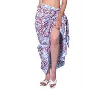 Rastogi Handicrafts 100% Cotton Hand Block Print Sarong Womens Swimsuit Wrap Cover Up Long (73" x 44") (RED 5)