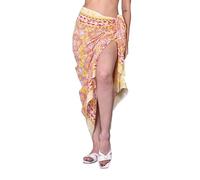 Rastogi Handicrafts 100% Cotton Hand Block Print Sarong Womens Swimsuit Wrap Cover Up Long (73" x 44") (Yellow 3)