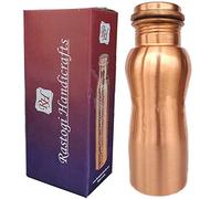 Rastogi Handicrafts Cute Design Pure Copper Joint Less Water Bottle Plain And Hand Hammered Ayurveda Health Benefit 550 ML (PLAIN)