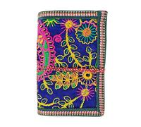 Rastogi Handicrafts Handmade Embroidered Diary Notebook with Blue Floral Design, Blank Pages, Woven Border, String Tie Closure 6X4 Inch Writing Notepad 1pcs For Her Unisex (Blue_Embred_Diary_1)