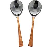 Rastogi Handicrafts Indian Handmade Stainless Steel & Copper Serving Spoon - Genuine Copper Dinnerware Serving Pieces Set of 2