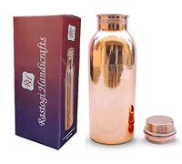Rastogi Handicrafts Pure copper Hand Plain/Smooth/Shiny Bottle capacity 16oz / 500 ml for drinking water storage/yoga bottle