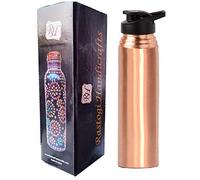 Rastogi Handicrafts Pure copper water bottle 1000 ml capacity joint less plain bottle Plastic Lid Bottle