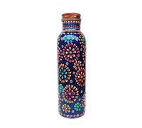 Rastogi Handicrafts Pure Copper Water Bottle for Ayurvedic Health Benefits (Joint Free & leak proof) outer side Hand Painted Water bottle