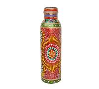 Rastogi Handicrafts Pure Copper Water Bottle for (Joint Free & leak proof) Hand Painted Art Work