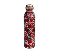 Rastogi Handicrafts Pure Copper Water Bottle for (Joint Free & leak proof) Hand Painted Art Work 950 ml