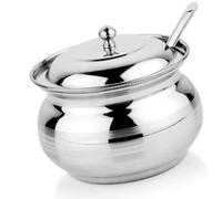 Rastogi Handicrafts Stainless Steel Small Storage Pot with lid for Oil Ghee, salt, tea, coffee, spices, dry fruits, sugar (3) Size in Inch - Length- 3.25 x Width- 3.25 x Height- 3
