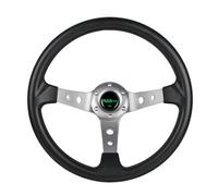 RASTP Universal Drifting Deep Dish Racing Steering Wheel 13.8”/350mm 6 Bolts Grip PU Foaming Material & Aluminum with Horn Button for Car - Gray