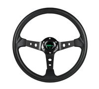 RASTP Universal Racing Steering Wheel,Drifting Deep Dish Steering Wheel 13.8”/350mm 6 Bolts Grip Vinyl Leather & Aluminum with Horn Button for Car -Black