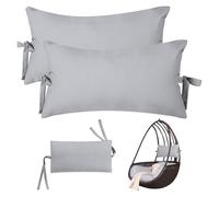 Rasugarlary Hanging Egg Chair Pillow with Ties, 2 Pcs Grey Chaise Lounge Pillow Swing Basket Chairs Headrest Pillows Replacement for Outdoor Patio Garden Furniture