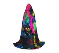 rasuhg Colorful Abstract Painting Print Teen Halloween Cloak With Hood Long Unisex Cape Costume For Party Masquerade Role Play