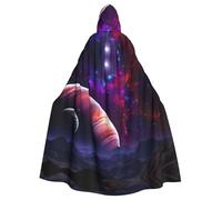 rasuhg Galaxy Moon Space Print Hooded Cape Adult Halloween Cloak Long Unisex Costume For Witch Cosplay Party Masquerade