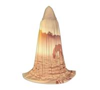 rasuhg Horses On Pasture At Sundown Print Teen Halloween Cloak With Hood Long Unisex Cape Costume For Party Masquerade Role Play