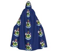rasuhg Maine State Flag Print Hooded Cape Adult Halloween Cloak Long Unisex Costume For Witch Cosplay Party Masquerade