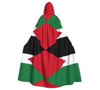 rasuhg Palestinian Flag Print Hooded Cape Adult Halloween Cloak Long Unisex Costume For Witch Cosplay Party Masquerade