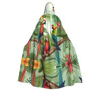 rasuhg Parrot Birds And Tropical Tree Print Hooded Cape Adult Halloween Cloak Long Unisex Costume For Witch Cosplay Party Masquerade
