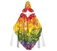 rasuhg Rainbow Vegetable And Fruit Print Hooded Cape Adult Halloween Cloak Long Unisex Costume For Witch Cosplay Party Masquerade