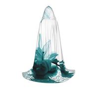 rasuhg Teal Lily Print Teen Halloween Cloak With Hood Long Unisex Cape Costume For Party Masquerade Role Play