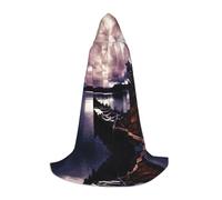 rasuhg Vikings Boat Print Teen Halloween Cloak With Hood Long Unisex Cape Costume For Party Masquerade Role Play