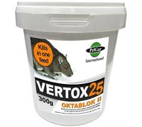 Rat and Mouse Mice Killer Single Feed Brodifacoum Poison Bait Fast Acting Blocks All Weather Cost Effective Rodent Control VERTOX 300g Tub (Pack of 1)