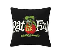 Rat Anime Fink Mouse Pillow Cover - Retro Hot Rod Cartoon Throw Pillow Case, Soft & Durable Home Décor for Car Enthusiasts 18"x18"