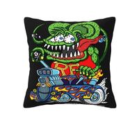 Rat Anime Fink Mouse Pillow Cover - Retro Hot Rod Cartoon Throw Pillow Case, Soft & Durable Home Décor for Car Enthusiasts 18"x18"