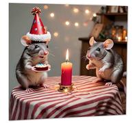 Rat Birthday Card Cute Rats - 145 x 145mm