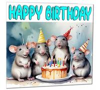 Rat Birthday Card - Fun Rats Bday Card - 145 x 145mm