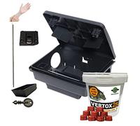Rat Block Bait with Rat Bait Station Mouse Bait Blocks and Mouse Bait Station Single Feed Rodent Killer Block Fast Acting Rodent Control Kit (1 Bait Station + Vertox Oktablock-ll 300g Tub)