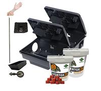 Rat Block Bait with Rat Bait Station Mouse Bait Blocks and Mouse Bait Station Single Feed Rodent Killer Block Fast Acting Rodent Control Kit (2 Bait Stations + 2 Vertox Oktablock-ll 300g Tubs)
