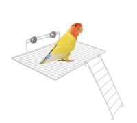 Rat cage Accessories, Anti-bite Breathable mesh Iron Platform with Ladder, Screw Fixed to Prevent Falling Off, Suitable for Sugar Gliders, Birds, Parrots (White)