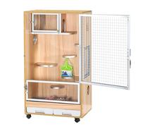 Rat Cage for Chinchillas and Ferrets - Anti-Chewing Design with Front Doors, Food Bowl, Water Bottle, Slide Out Trays, Swivel Casters