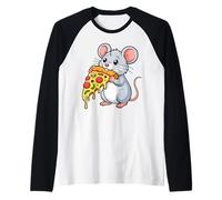 Rat Eating Pizza Slice Funny Foodie Pizza Lovers Raglan Baseball Tee