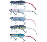 Rat Fishing Lure, 5Pcs Bionics Design Mouse Lures Articulated 3.35" Fishing Lures with 2 Sharp Hook Professional Bait for Fresh Water, Saltwater