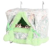 Rat Hammock for Cage Chew Proof Rat Toys Warm Bed, Small Animal Hanging Stainless Steel Basket Ferret Cage Accessories and Habitats Removable Nest Mat for Hamster, Sugar Glider, Hedgehog (Green)