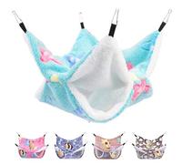 Rat Hammock for Cage, Double Layer Small Animal Hanging Hammock Bed, Flannel Fleece Rat Cage Accessories for Guinea Pig Hamster Ferret Chinchilla, 30 × 30 cm (One Size, Starfish-Blu)