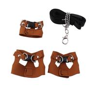 Rat Harness and Leash Set Adjustable Traction Rope Strap Anti-Biting Chain for Small Animal Training Walking Vest(Brown with Rope)