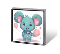 Rat Holding A Balloon Square Lapel Pin for Men Women Personalized Lapel Badge Metal Brooch Printed Aluminum Alloy Memorial Pins for Backpack Clothing Decoration Business