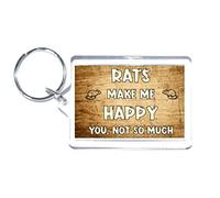 Rat Keyring Gift - Rats Make Me Happy You Not So Much - Novelty Keyring - Fun Gift - Great Gift Or Present
